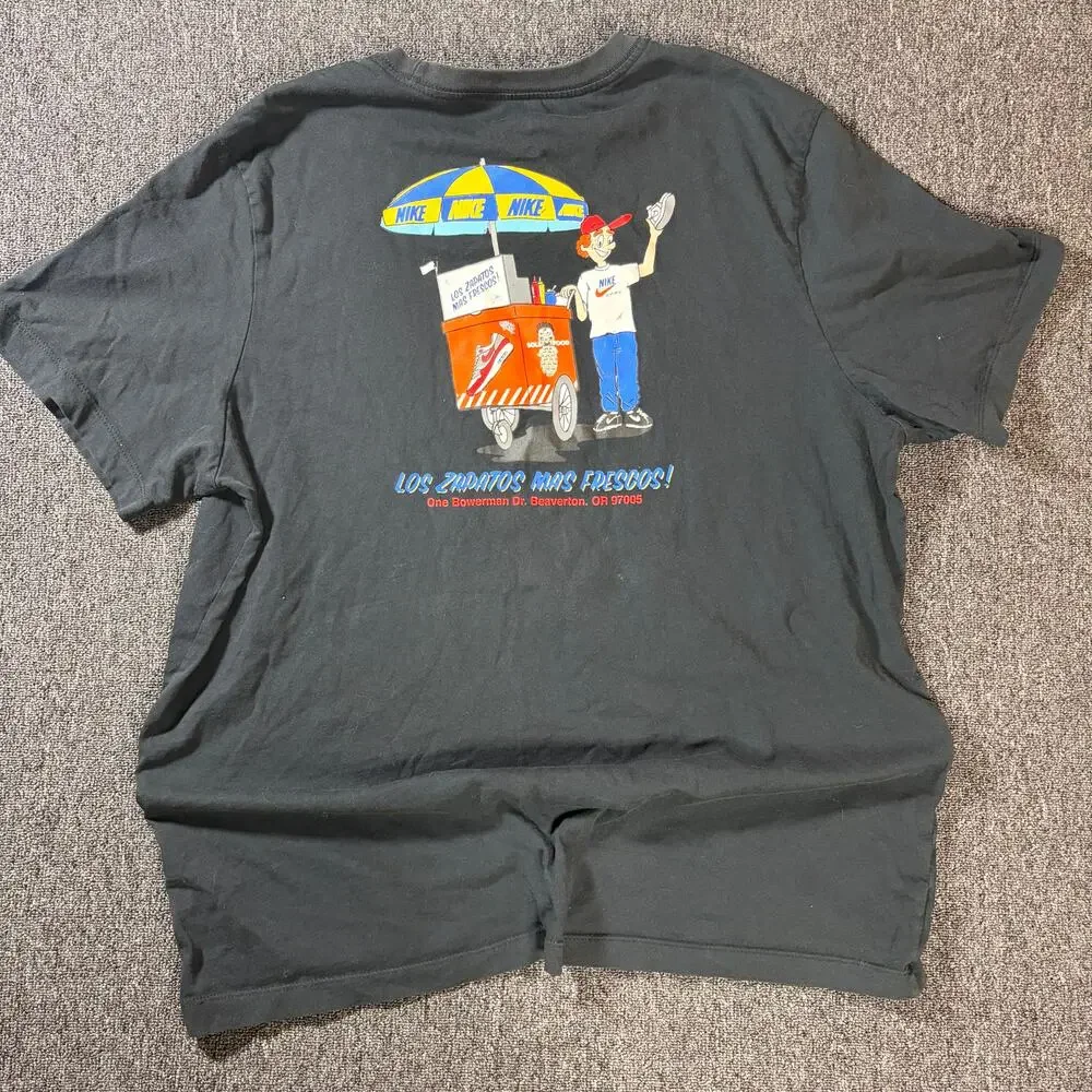 Vintage Y2k Nike Sole Food Los Zapatos Black Graphic Short Sleeve Tee Men's XL